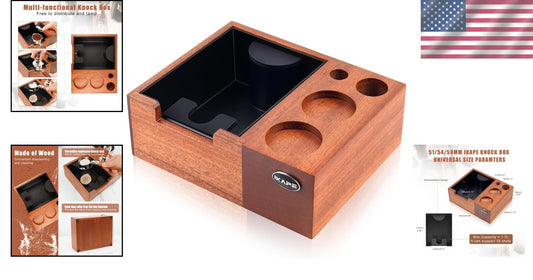 Elegant Sandywood Espresso Knock Box - Organize 51-58MM Tools Effortlessly