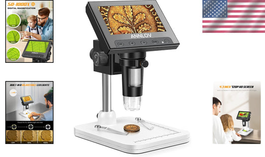 4.3-Inch LCD Digital Microscope with 50X-1000X Magnification for Coins and Pl...