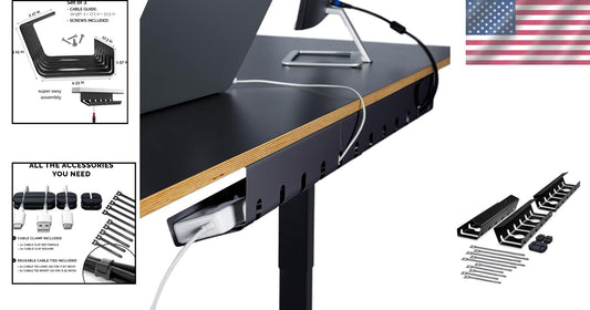 Set of 3 Modern Cable Management Under Desk Trays with Easy Access Design