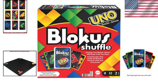 Exciting Blokus Shuffle: UNO Edition with Colorful Pieces & Black Gameboard