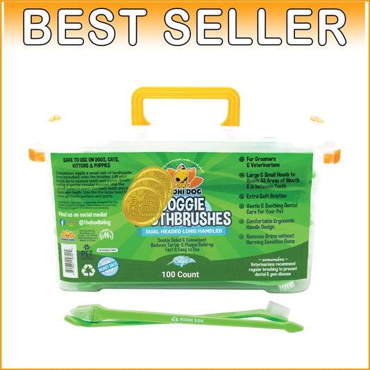 Professional Quality Soft Bristle Toothbrush for Pets - 100 Count for Home Use