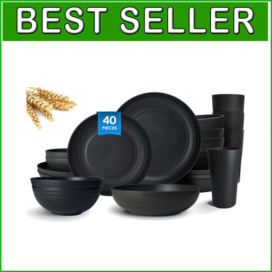 Elegant 40-Piece Service for 8 - Unbreakable Black Dinner Set for Every Occasion
