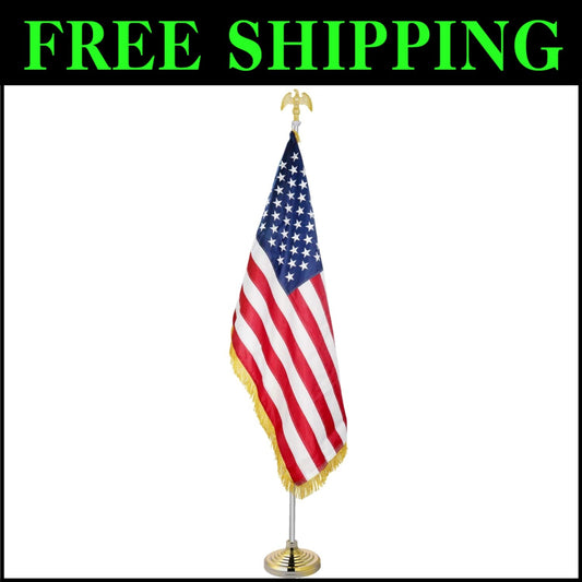 Durable 8 FT Telescoping Flagpole Kit: Eagle Topper & American Flag Included