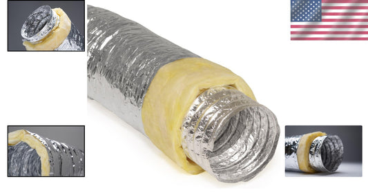 4-Inch Heavy-Duty Insulated Aluminum Duct Pipe - 25 Feet Long for HVAC Systems