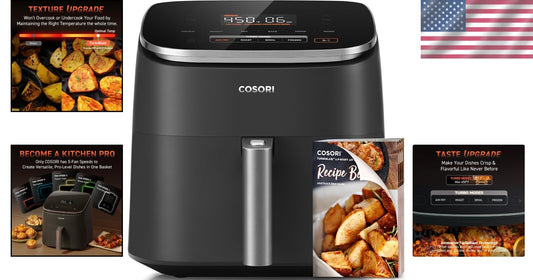 Effortless Cooking with 6-Qt Air Fryer - 9 Functions, Recipes & Quiet Operation