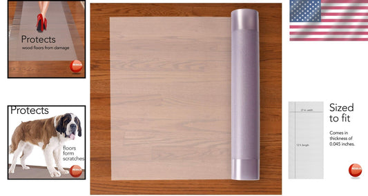 Customizable Clear Plastic Vinyl Floor Protector - 27" x 12' for Wood and Tile