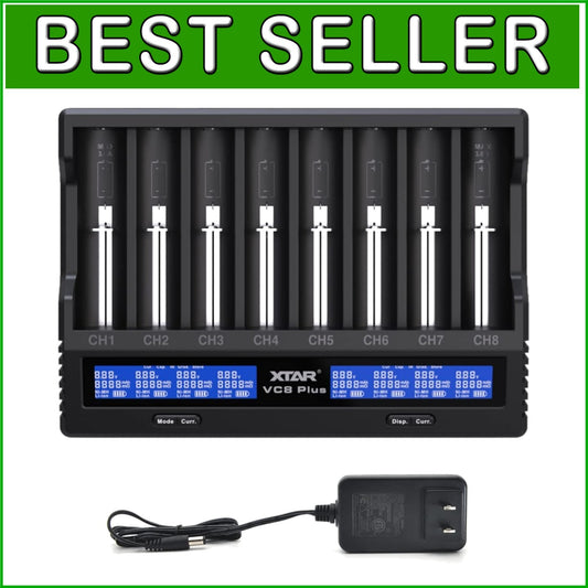 8-Bay 21700 & 18650 Smart Battery Charger with LCD Display - Fast 1A*8 Charging