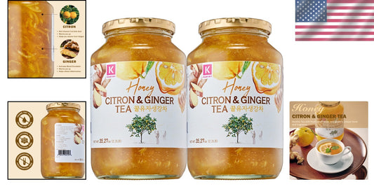 Versatile Honey Citrus & Ginger Tea - Enjoy Hot, Cold, or in Smoothies, 2 Pack