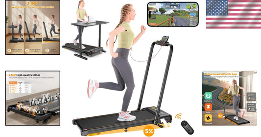 Foldable Under Desk Treadmill with Bluetooth & 3-Way Control - Silent Operation