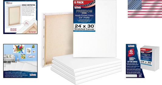 6-Pack 24x30 Canvas Panels - Premium Artist Quality for Oil & Acrylic Painting