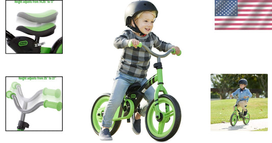 12-Inch My First Balance-to-Pedal Training Bike for Children 2-5 Years, Green