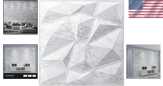 Diamond Design 3D PVC Wall Panels - Glossy White Marble for Elegant Interiors