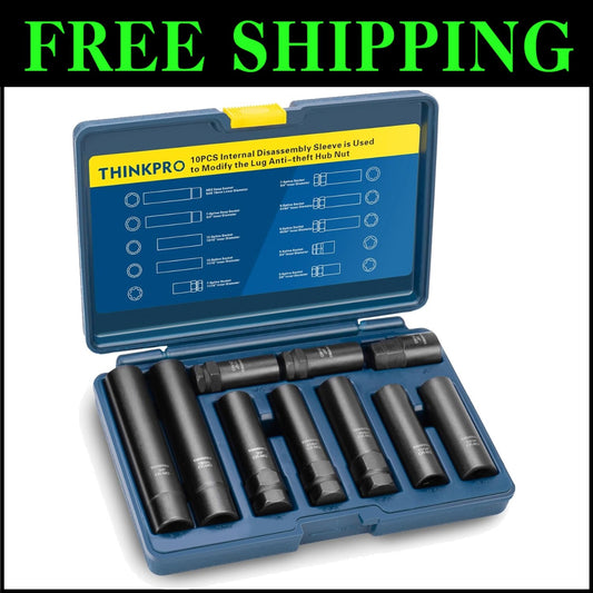 Versatile 10-Piece Lug Nut Extractor Kit - SAE & Metric Compatibility for Wheels