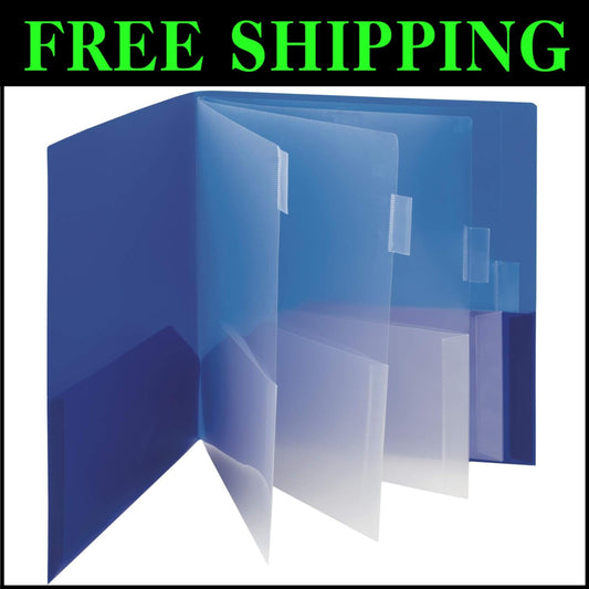 Assorted Color 10-Pocket File Folder - Tear & Water Resistant for Easy Transport