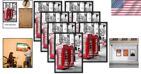 Elegant 24x36 Black Picture Frames - Perfect for Posters & Photos (Set of 7)