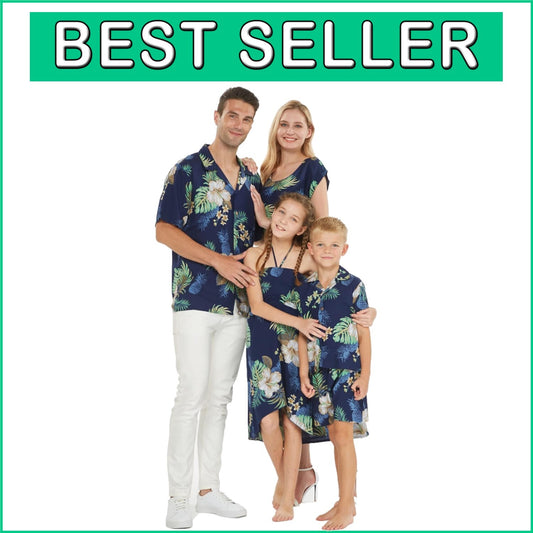 Navy Pineapple Garden Hawaiian Matching Outfit for Family - Comfortable Rayon