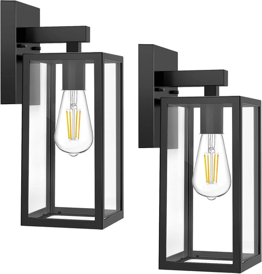 Energy-Efficient Waterproof Wall Mount Lights - Modern Black Sconces 2 Pack