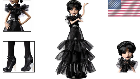 Wednesday Doll Collectible in Gothic Dance Gown - Includes Stand & Accessories
