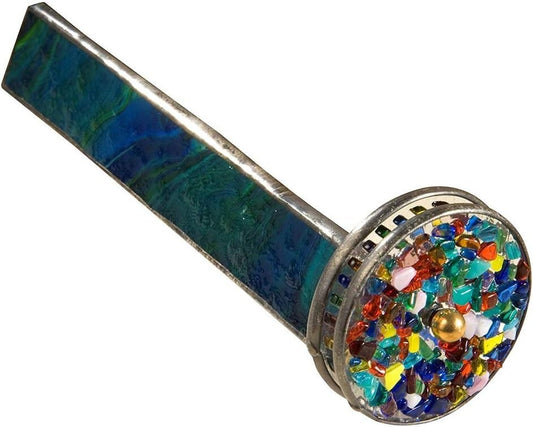 Artistic Green Stained Glass Kaleidoscope - Two Spinning Wheels for Dad