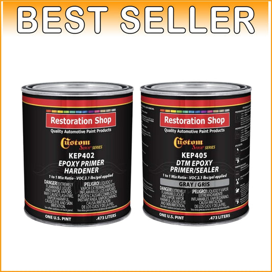 Fast-Drying Gray Epoxy Primer & Sealer 1 Quart Kit - Corrosion Resistant Finish