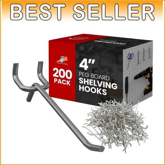 200 PC 4" Stainless Steel Pegboard Hooks - Corrosion Resistant Organization