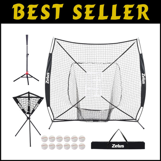 Complete 7x7 Baseball Practice Net Set with Ball Caddy & Target - Durable Design