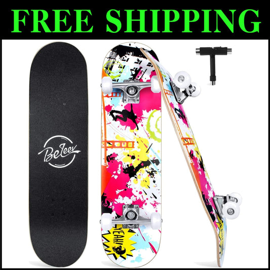 Dynamic 31 Inch Graffiti Skateboard - Non-Slip Deck & PU Wheels for Smooth Rides