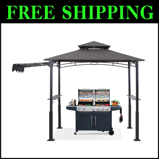 11x5 Outdoor BBQ Shelter with LED Lights & Bonus Hooks for Grilling Fun