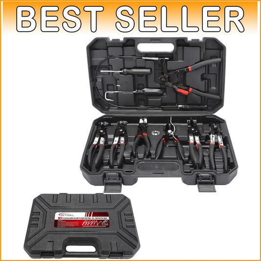 Flexible Long Reach 9pcs Hose Clamp Tool Set with Storage Box for Mechanics
