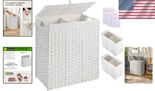 Durable Foldable Laundry Basket 110L with Lid - Stylish Organization Solution