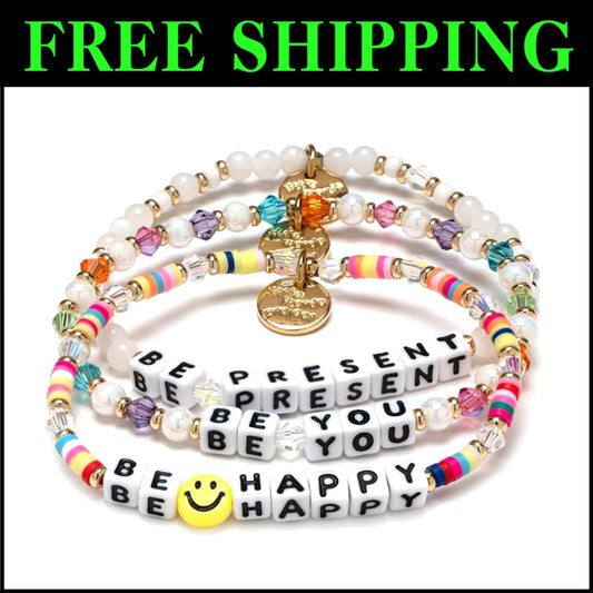 Set of 3 Positive Message Bracelets - Handcrafted Jewelry for Empowerment