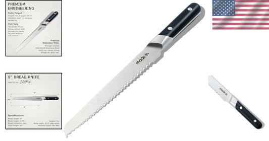 Luxury 9-Inch Forged Bread Knife - Nitrogen-Treated Blade for Effortless Slicing