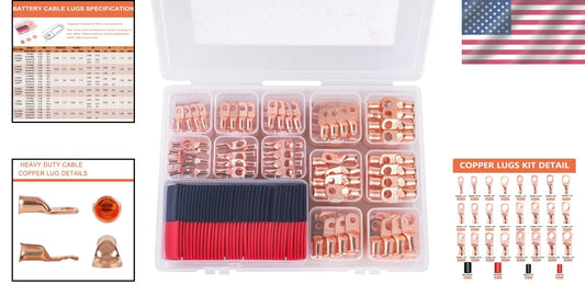 Premium 296PCS Wire Lug Connectors with Heat Shrink Tubing - Heavy Duty Copper