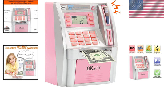 Secure Kids Talking Piggy Bank with Coin Recognition & Savings Goals Feature