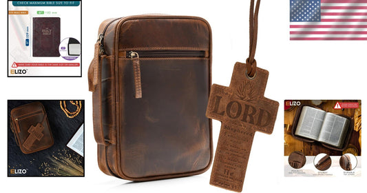 Durable Top Grain Leather Bible Carrying Case with Zipper - Perfect Gift Idea