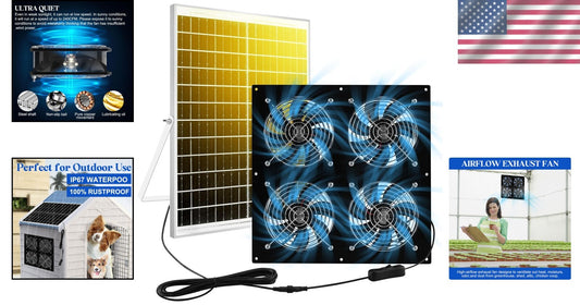 High Efficiency Solar Ventilation Fan - 25W Solar Panel for Barns & Dog Houses