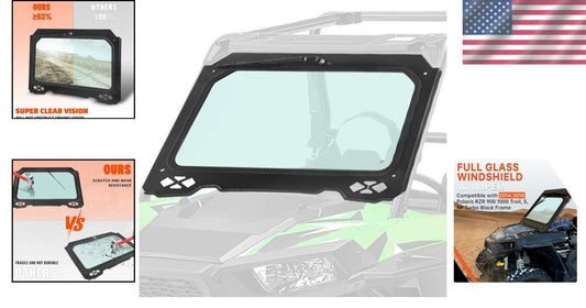 Enhanced Visibility Full Windshield & Wiper for 2014-2018 Polaris RZR XP Turbo