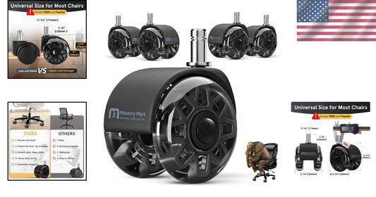 Heavy Duty 2.5 Inch Office Chair Wheels - Universal Caster Set for All Floors