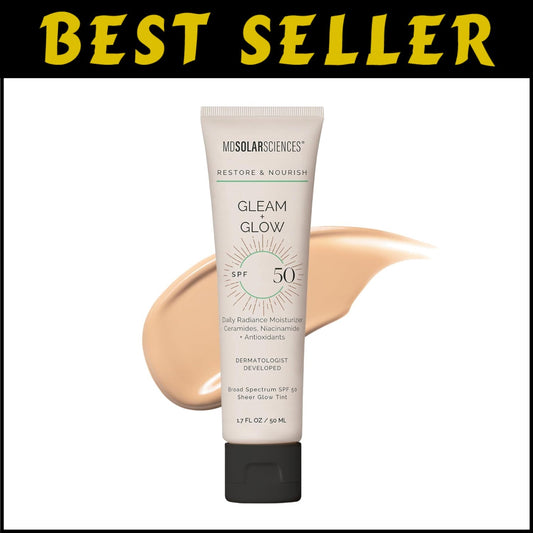 Gleam and Glow SPF 50 Tinted Face Moisturizer – Radiant Hydration & Protection
