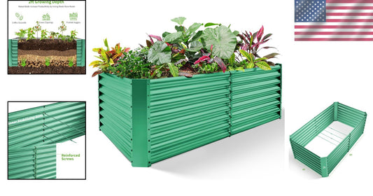Eco-Friendly 8×4 ft Galvanized Raised Bed - 24-Inch Depth for Optimal Growth