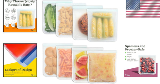 Durable 8-Pack Clear Reusable Gallon Bags | Airtight, Freezer Safe & Versatile