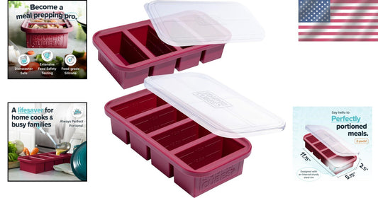 Durable Platinum Silicone Freezer Tray Set - Ideal for Broths and Leftovers