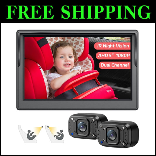 Easy-Install Baby Car Camera with 1080p Display & Night Vision for Road Safety