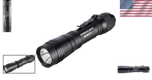 Rechargeable Black Tactical Flashlight - 2000 Lumens, USB-C and Holster Included