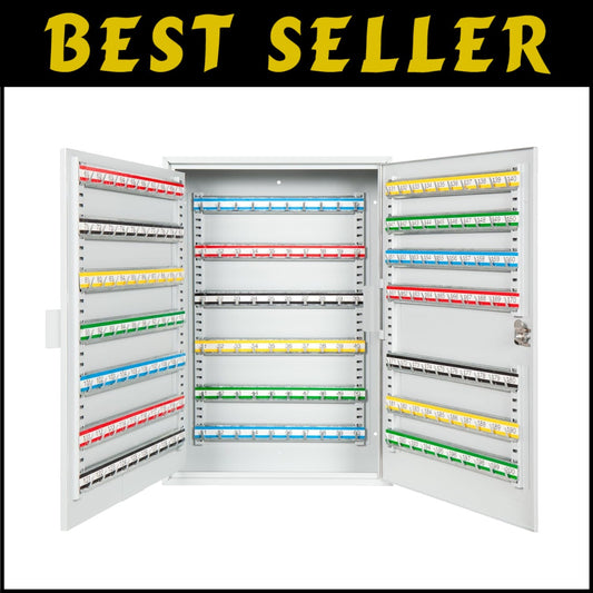 Adjustable Wall-Mount Key Box - 200 Numbered Hooks for Efficient Storage
