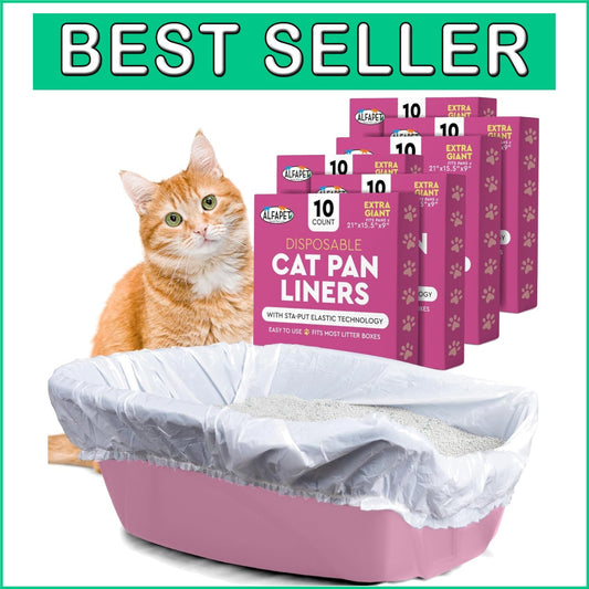 Tear-Resistant Extra Giant Cat Litter Liners with Sta-Put Technology - 60 Count