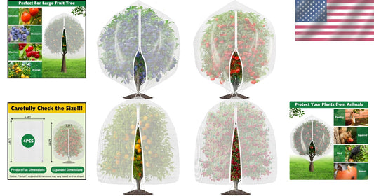 Versatile 4PCS 4.6x5.9 FT Plant Netting with Drawstring – Ideal for Garden Use