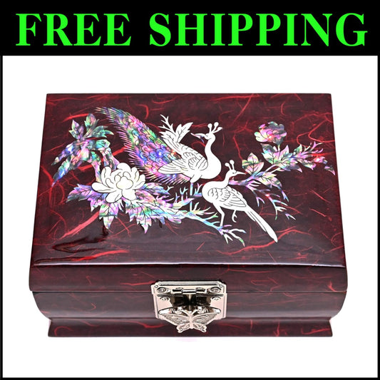 Artisan Jewelry Music Box with Butterfly Clasp & Mirror – Ideal for Organizing