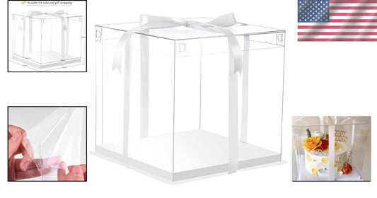 Sturdy 6Pcs Clear Cake Boxes with Ribbon, Elegant Durable Gift Display!