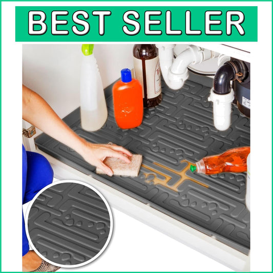 33.4"x19.2" Flexible Gray Under Sink Mat - Ultimate Cabinet Leak Prevention